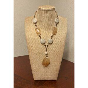 Premier Designs "Sand Dune" Natural Stone Quartz Pendant Necklace